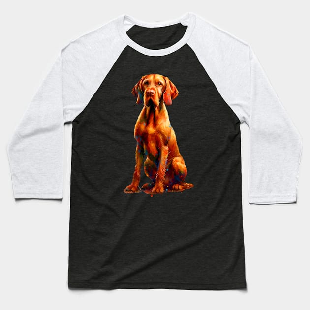 Wirehaired Vizsla in Colorful Abstract Splash Art Baseball T-Shirt by ArtRUs